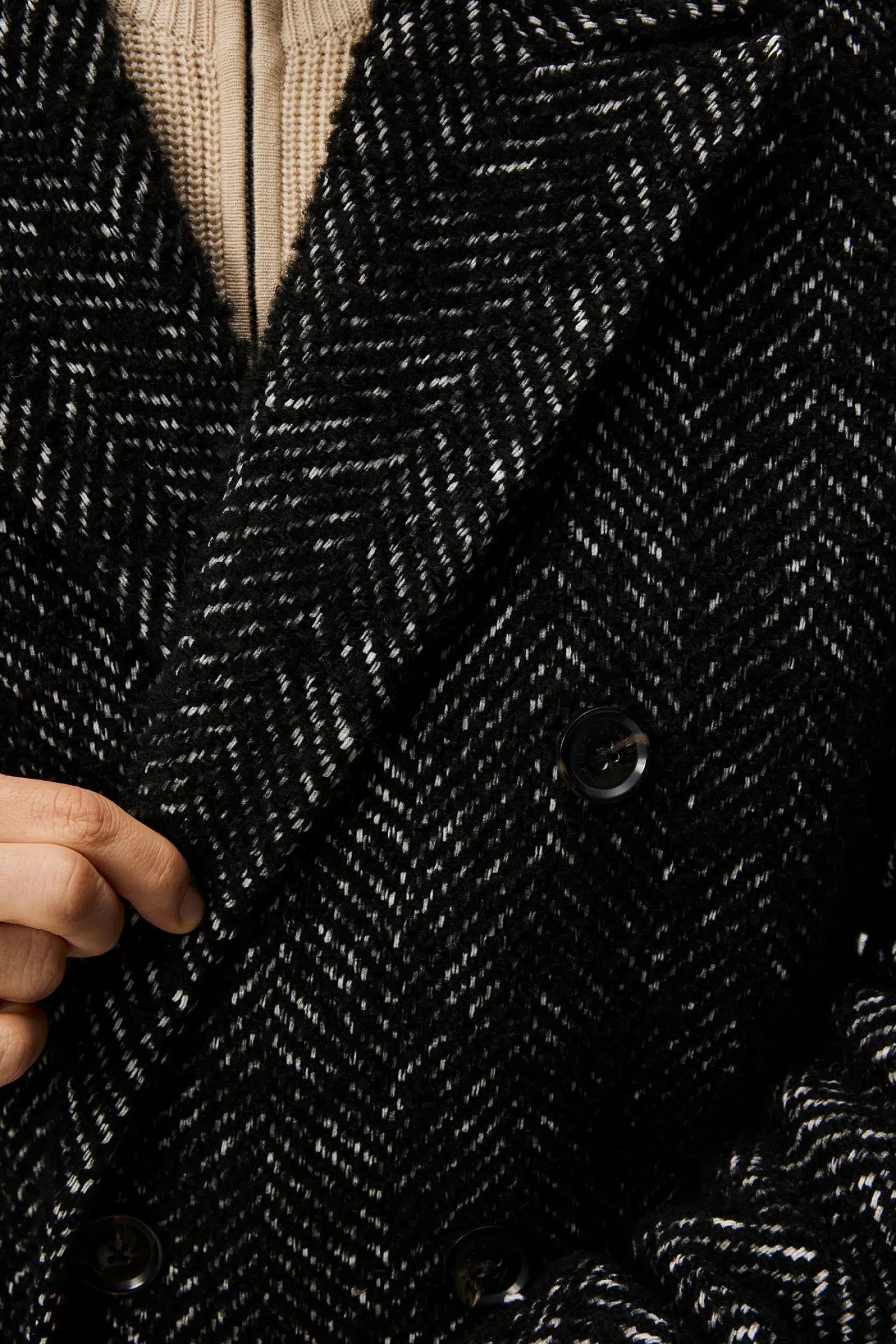 J.Lindeberg Willy Herringbone Coat Black Melange*MÄN Jackor | Rockar